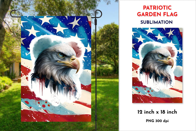 Patriotic garden flag sublimation design. Eagle head PNG Sublimation Angelina Semenova 
