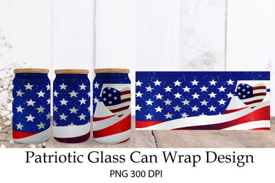 Patriotic Glass Can Full Wrap. Beer Glass Can Wrap. 4th of July Sublimation PNG. Sublimation Samaha Design 