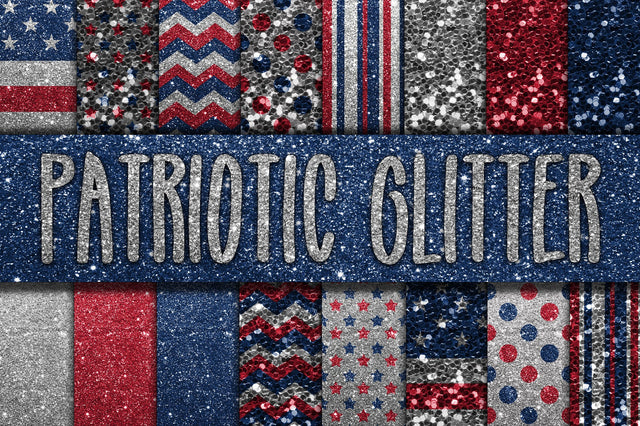 Patriotic Glitter Digital Papers Sublimation Old Market 