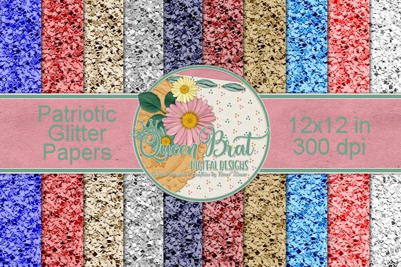 Patriotic Glitter Papers Digital Pattern QueenBrat Digital Designs 
