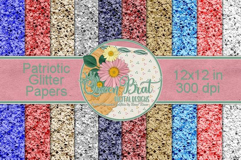 Patriotic Glitter Papers Digital Pattern QueenBrat Digital Designs 