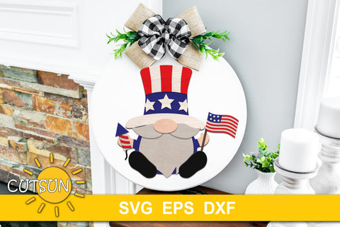 Patriotic gnome door hanger SVG | 4th of july door hanger SVG SVG CutsunSVG 
