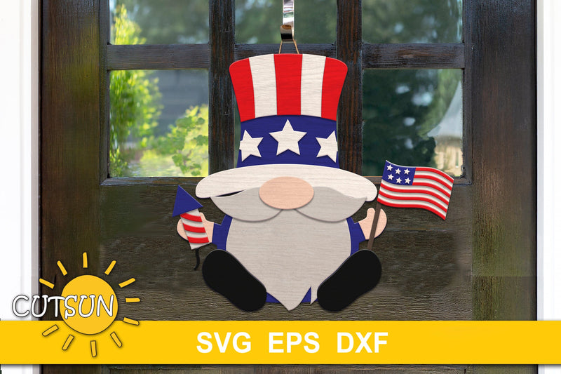 Patriotic gnome door hanger SVG | 4th of july door hanger SVG SVG CutsunSVG 