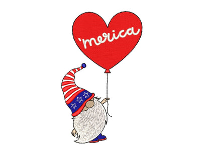 Patriotic Gnome Embroidery Design, 4 sizes Embroidery/Applique DESIGNS Nino Nadaraia 