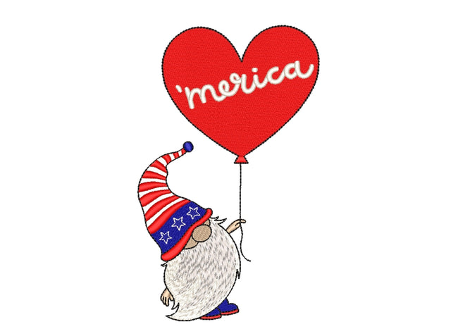 Patriotic Gnome Embroidery Design, 4 sizes Embroidery/Applique DESIGNS Nino Nadaraia 