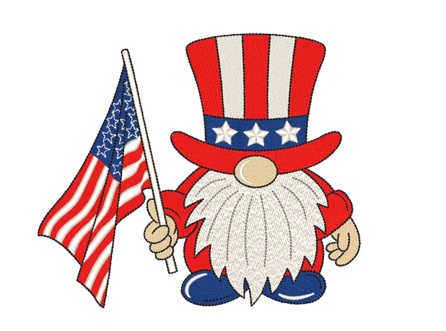 Patriotic Gnome Embroidery Design, 6 sizes Embroidery/Applique DESIGNS Nino Nadaraia 