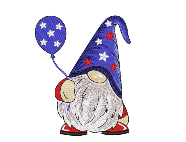 Patriotic Gnome Embroidery Design, Independence Day Embroidery File, 5 sizes Embroidery/Applique DESIGNS Nino Nadaraia 