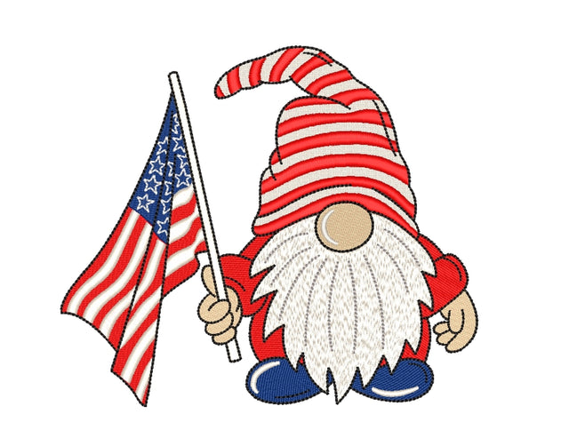 Patriotic Gnome Embroidery Design, Independence Day Embroidery File, 6 sizes Embroidery/Applique DESIGNS Nino Nadaraia 