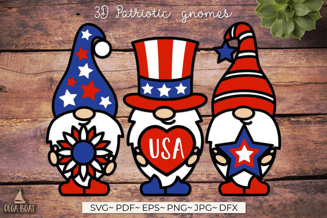 Patriotic gnome layered bundle | 4th of July SVG SVG Olga Boat Design 