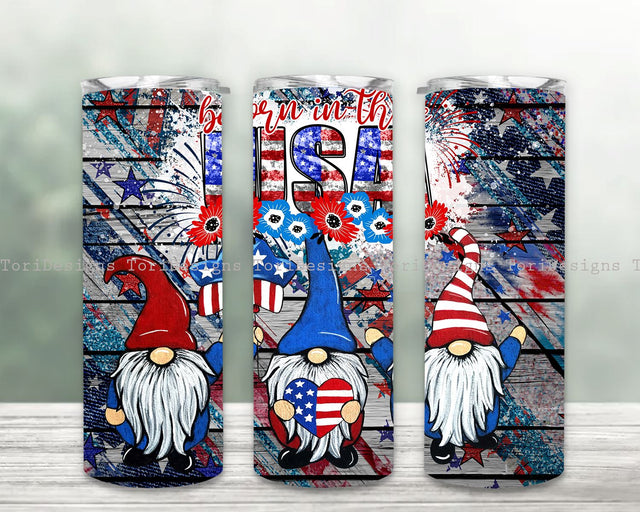 Patriotic Gnome Tumbler Design, USA Gnome, 4th of July Gnome, Tumbler Design, 20oz Skinny Tumbler Design Sublimation ToriDesigns 