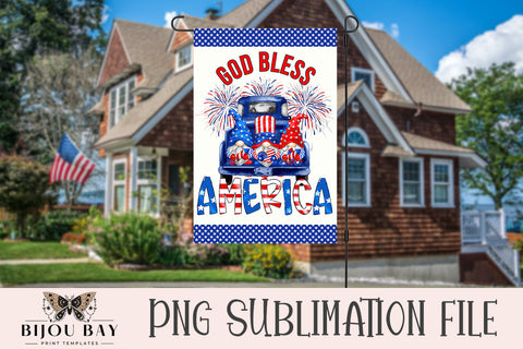 Patriotic Gnomes 4th of July Garden Flag Sublimation BijouBay 