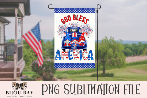Patriotic Gnomes 4th of July Garden Flag Sublimation BijouBay 