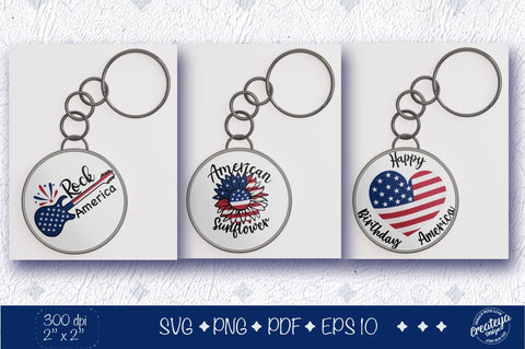 Patriotic Keychain svg bundle Fourth of July keychain, with American sunflower, Sunflower us flag svg, 4th of July sunflower, My first 4th SVG Createya Design 