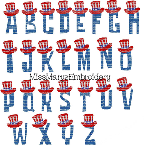 Patriotic Letters SVG MissMarysEmbroidery 