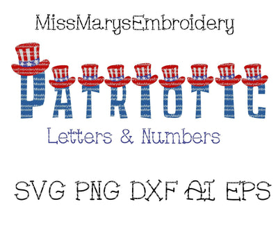 Patriotic Letters SVG MissMarysEmbroidery