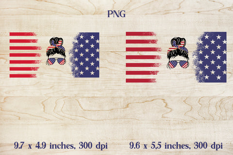Patriotic libbey can glass | Messy bun PNG Sublimation Svetana Studio 