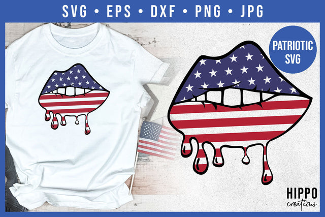 Patriotic Lips | 4th of July SVG SVG Hippo Creations 