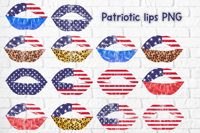 Patriotic lips PNG bundle | Patriotic sublimation Sublimation Svetana Studio 