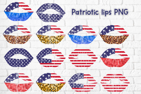 Patriotic lips PNG bundle | Patriotic sublimation Sublimation Svetana Studio 