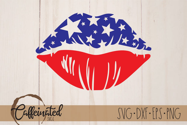 Patriotic Lips SVG, Patriotic Kiss SVG Caffeinated SVGs 