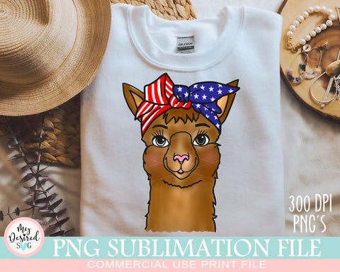 Patriotic Llama PNG, 4th of July Llama PNG, Independence Day, 4th of July Shirt, American Flag, Clipart, PNG Designs, Sublimation Design Sublimation MyDesiredSVG 