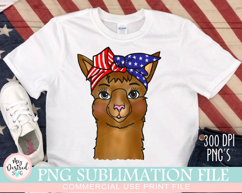 Patriotic Llama PNG, 4th of July Llama PNG, Independence Day, 4th of July Shirt, American Flag, Clipart, PNG Designs, Sublimation Design Sublimation MyDesiredSVG 