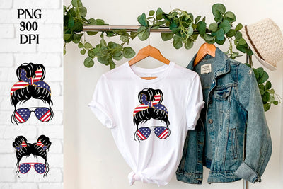 Patriotic messy bun | 4th of july sublimation Sublimation Svetana Studio 