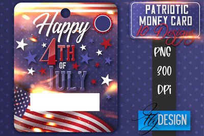Patriotic Money Card PNG Design | 4th of July Money Holder Sublimation Fly Design 