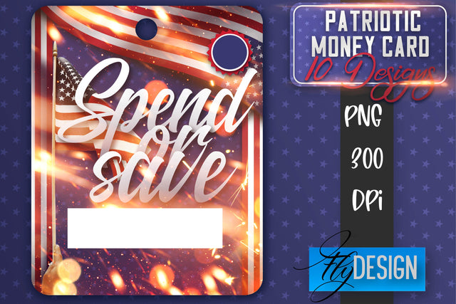 Patriotic Money Card PNG Design | 4th of July Money Holder Sublimation Fly Design 
