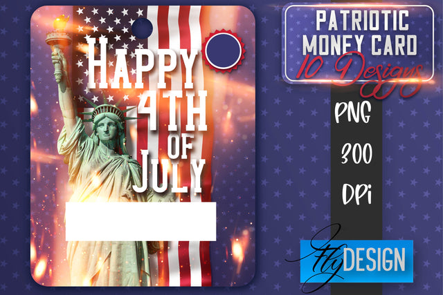 Patriotic Money Card PNG Design | 4th of July Money Holder Sublimation Fly Design 
