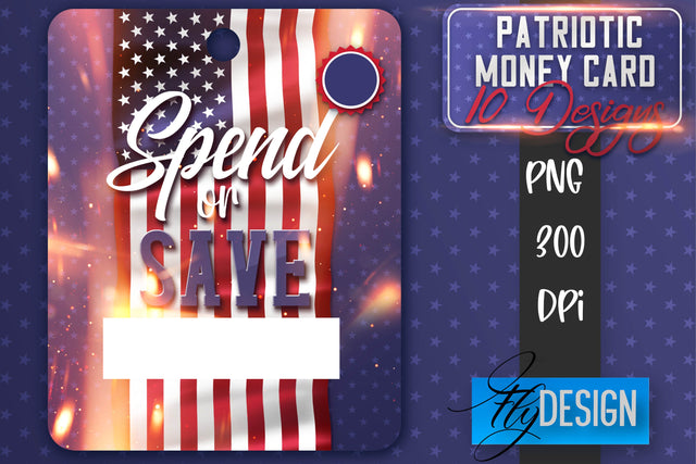 Patriotic Money Card PNG Design | 4th of July Money Holder Sublimation Fly Design 