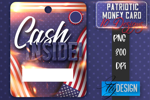 Patriotic Money Card PNG Design | 4th of July Money Holder Sublimation Fly Design 