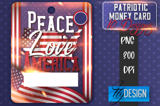 Patriotic Money Card PNG Design | 4th of July Money Holder Sublimation Fly Design 