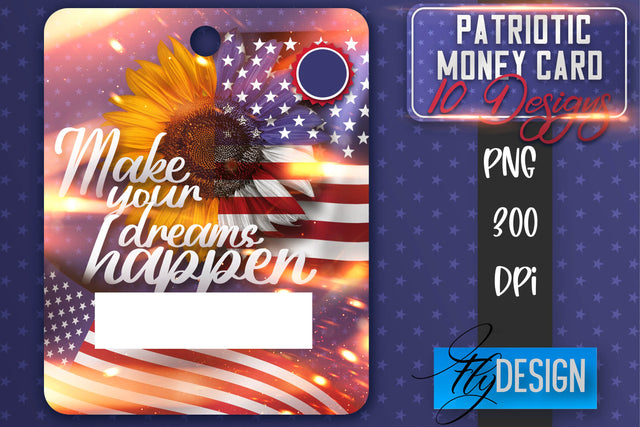 Patriotic Money Card PNG Design | 4th of July Money Holder Sublimation Fly Design 