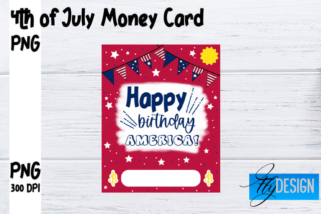 Patriotic Money Card PNG Design | 4th of July Money Holder | USA PNG Sublimation Fly Design 