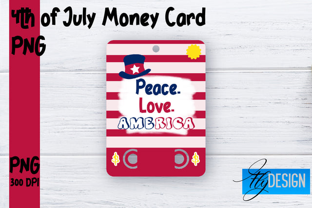 Patriotic Money Card PNG Design | 4th of July Money Holder | USA PNG Sublimation Fly Design 