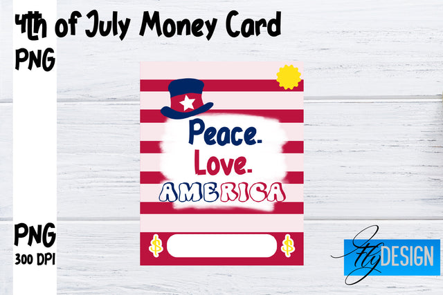 Patriotic Money Card PNG Design | 4th of July Money Holder | USA PNG Sublimation Fly Design 