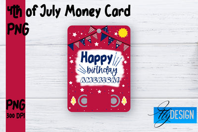 Patriotic Money Card PNG Design | 4th of July Money Holder | USA PNG Sublimation Fly Design 