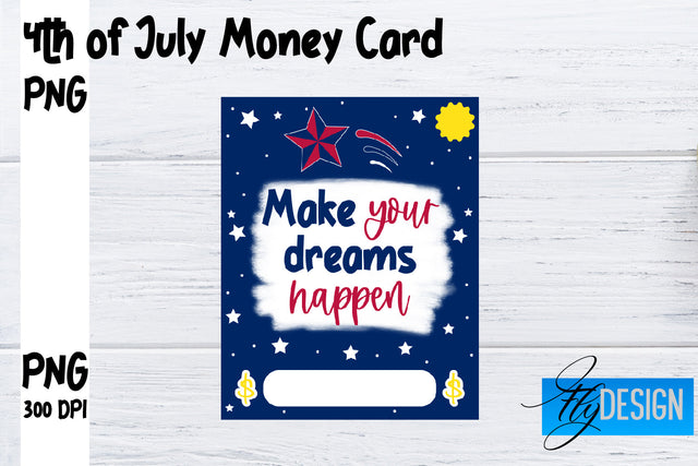 Patriotic Money Card PNG Design | 4th of July Money Holder | USA PNG Sublimation Fly Design 