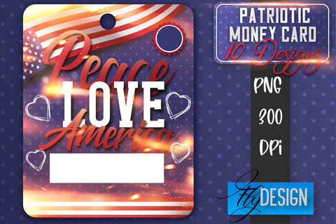 Patriotic Money Card PNG Designs | 4th of July Money Holder Sublimation Fly Design 