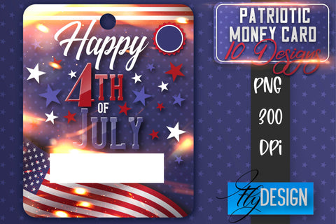Patriotic Money Card PNG Designs | 4th of July Money Holder Sublimation Fly Design 