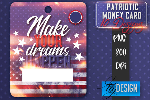 Patriotic Money Card PNG Designs | 4th of July Money Holder Sublimation Fly Design 
