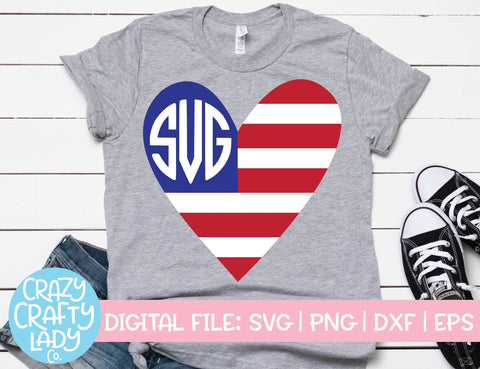 Patriotic Monogram Frame SVG Cut File Bundle SVG Crazy Crafty Lady Co. 