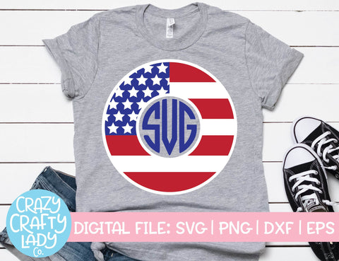 Patriotic Monogram Frame SVG Cut File Bundle SVG Crazy Crafty Lady Co. 