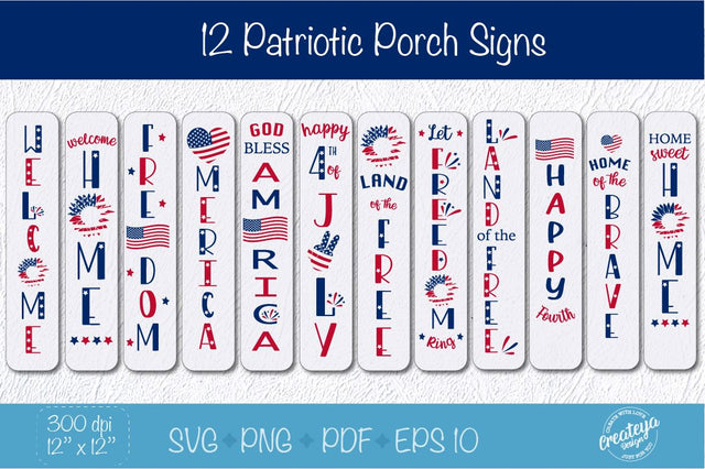 Patriotic porch bundle SVG, July 4th SVG, Fourth of July, Welcome porch sign svg, Independence Day SVG Createya Design 