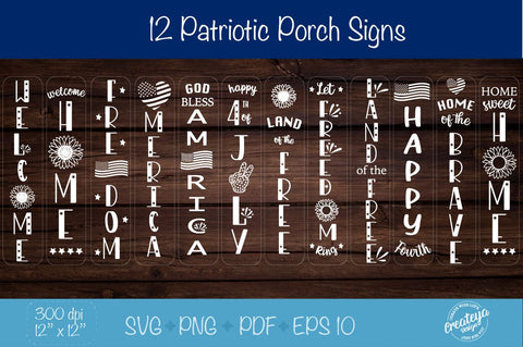 Patriotic porch bundle SVG, July 4th SVG, Fourth of July, Welcome porch sign svg, Independence Day SVG Createya Design 