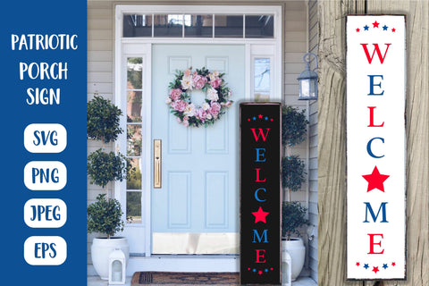 Patriotic Porch Sign SVG Bundle. 4th of July Vertical front signs. SVG LaBelezoka 