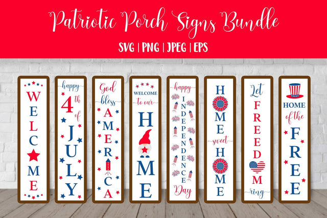 Patriotic Porch Sign SVG Bundle. 4th of July Vertical front signs. SVG LaBelezoka 
