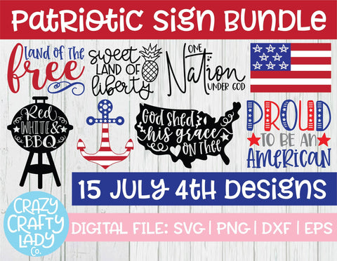 Patriotic Sign SVG Cut File Bundle SVG Crazy Crafty Lady Co. 