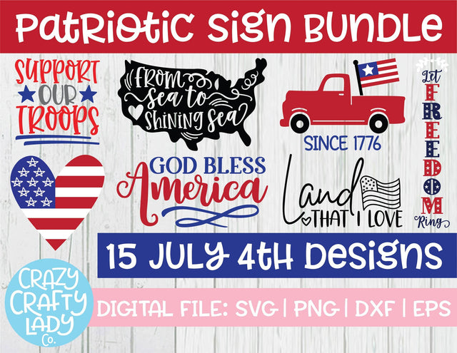 Patriotic Sign SVG Cut File Bundle SVG Crazy Crafty Lady Co. 